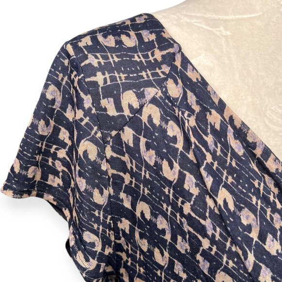 Jigsaw Draped V Neck Midi Dress Stretch Knit Blue Tan Size Small - Picture 7 of 9